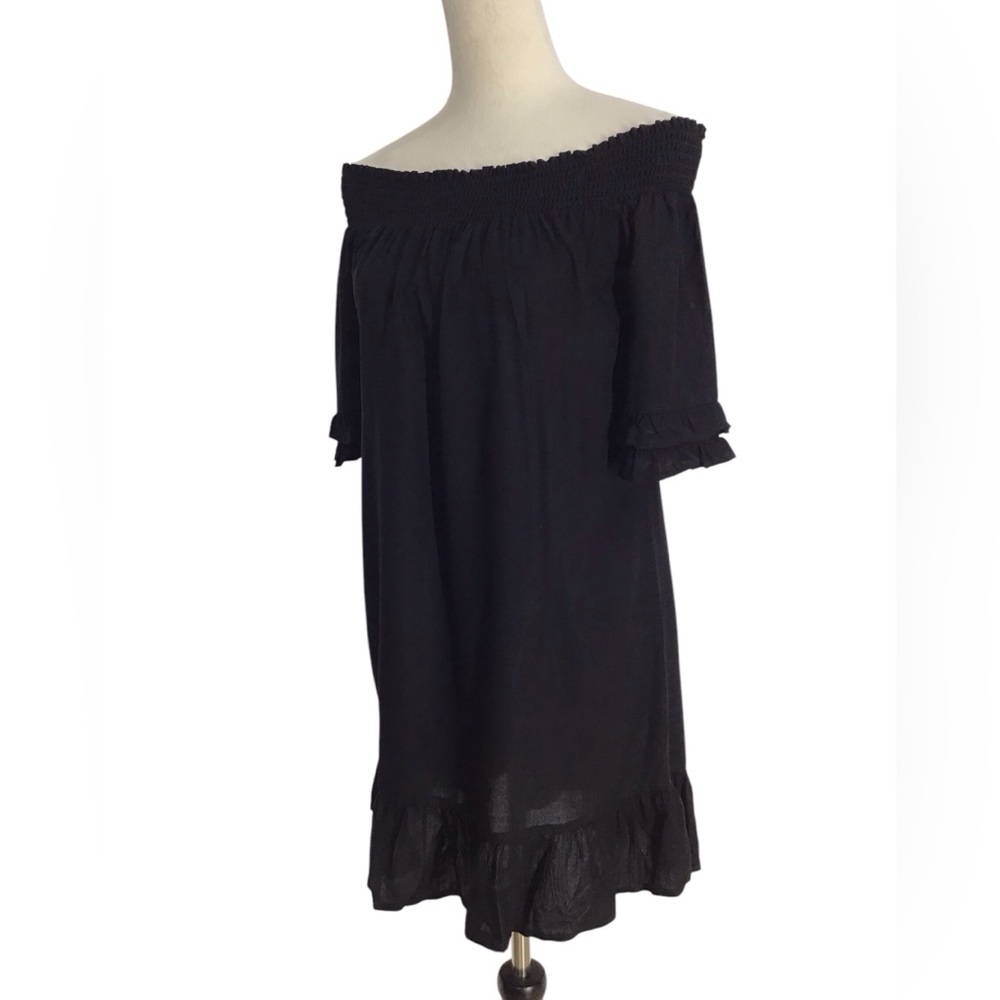 Boston Proper Black Off Shoulder Ruffle Sleeve Mini Dress Women’s Size XS - Picture 4 of 7